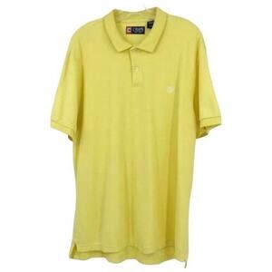 Chaps Men's Polo Shirt Yellow Size L 100% Cotton Short Sleeve 1/4 Button Top